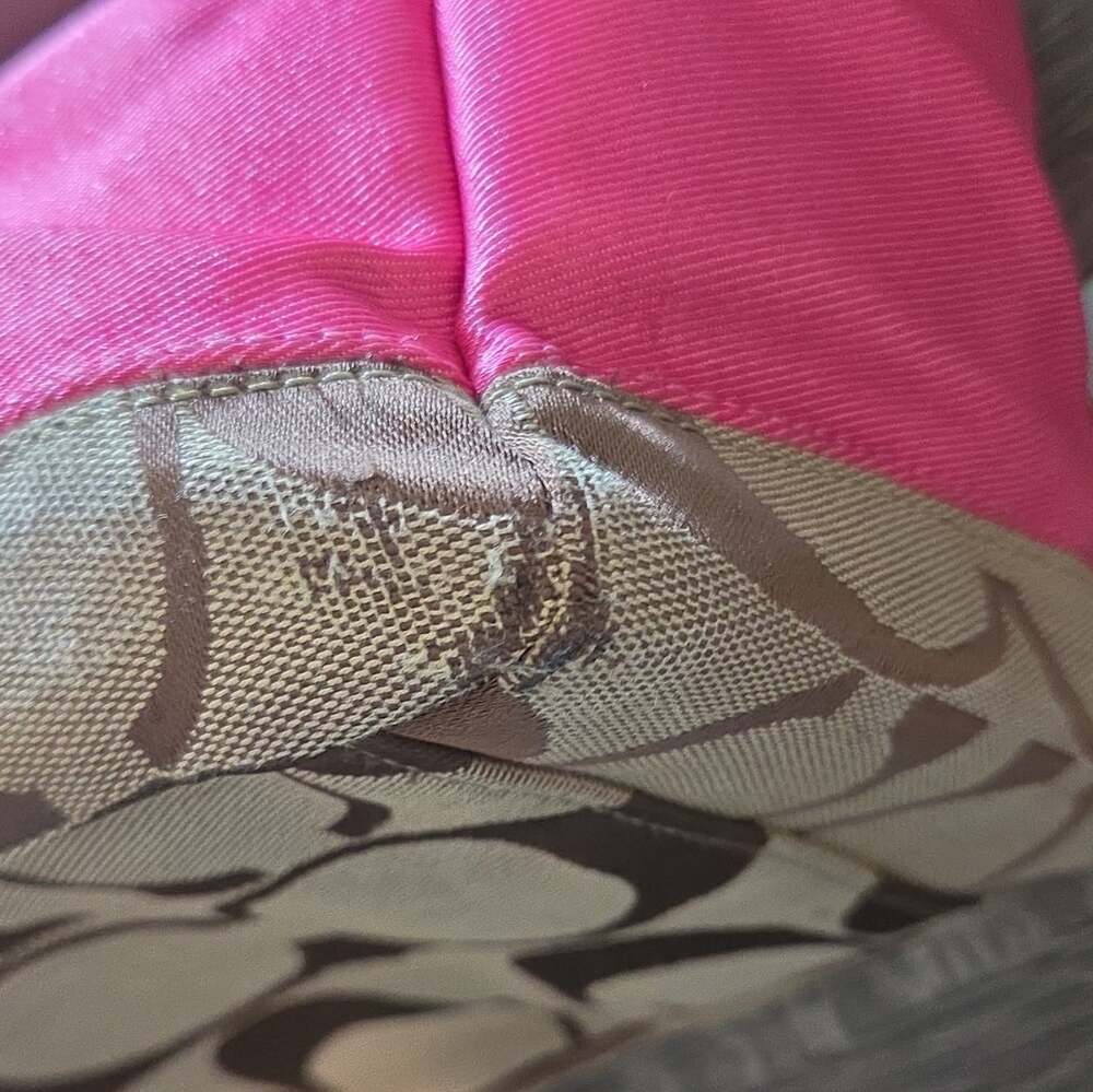 2000's Coach Signature Logo Tote Bag Large Brown Pink Diaper Bag Vtg Y2K - Picture 9 of 14